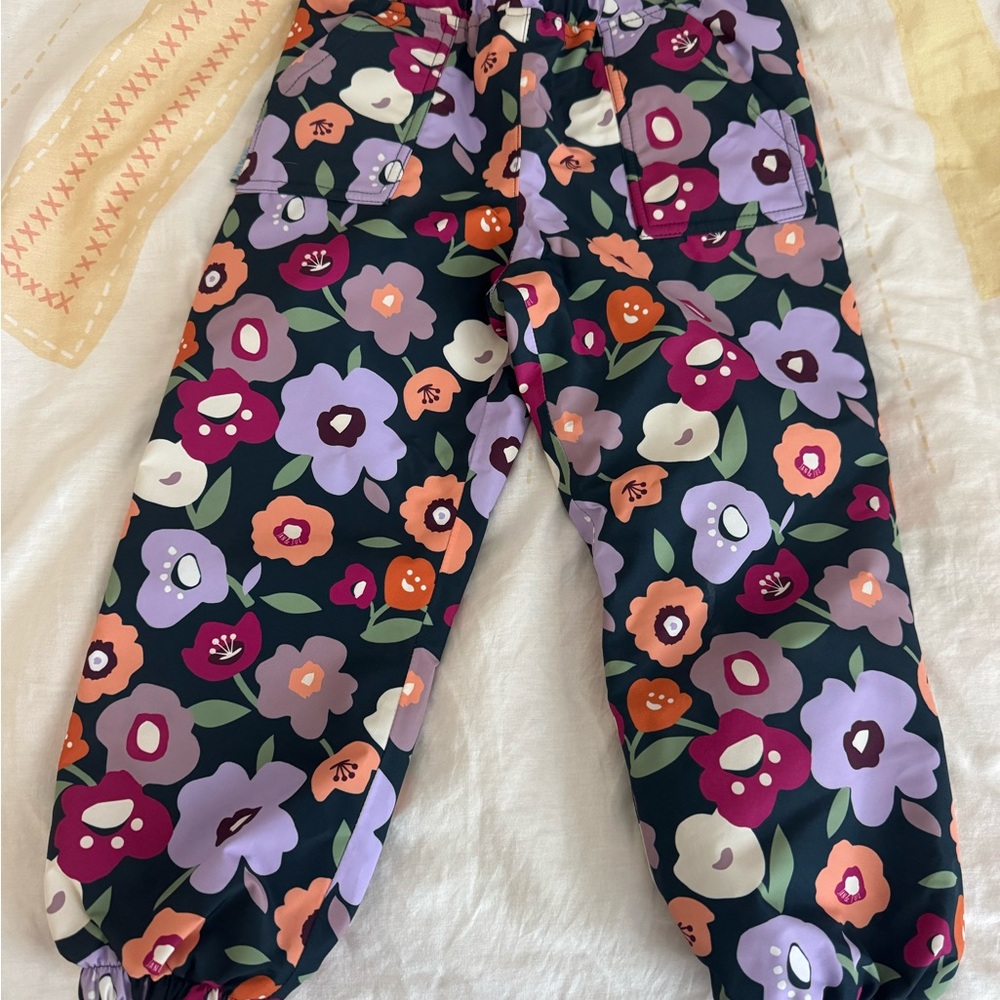 Floral girls fleece lined waterproof pants JAN & JUL 4T